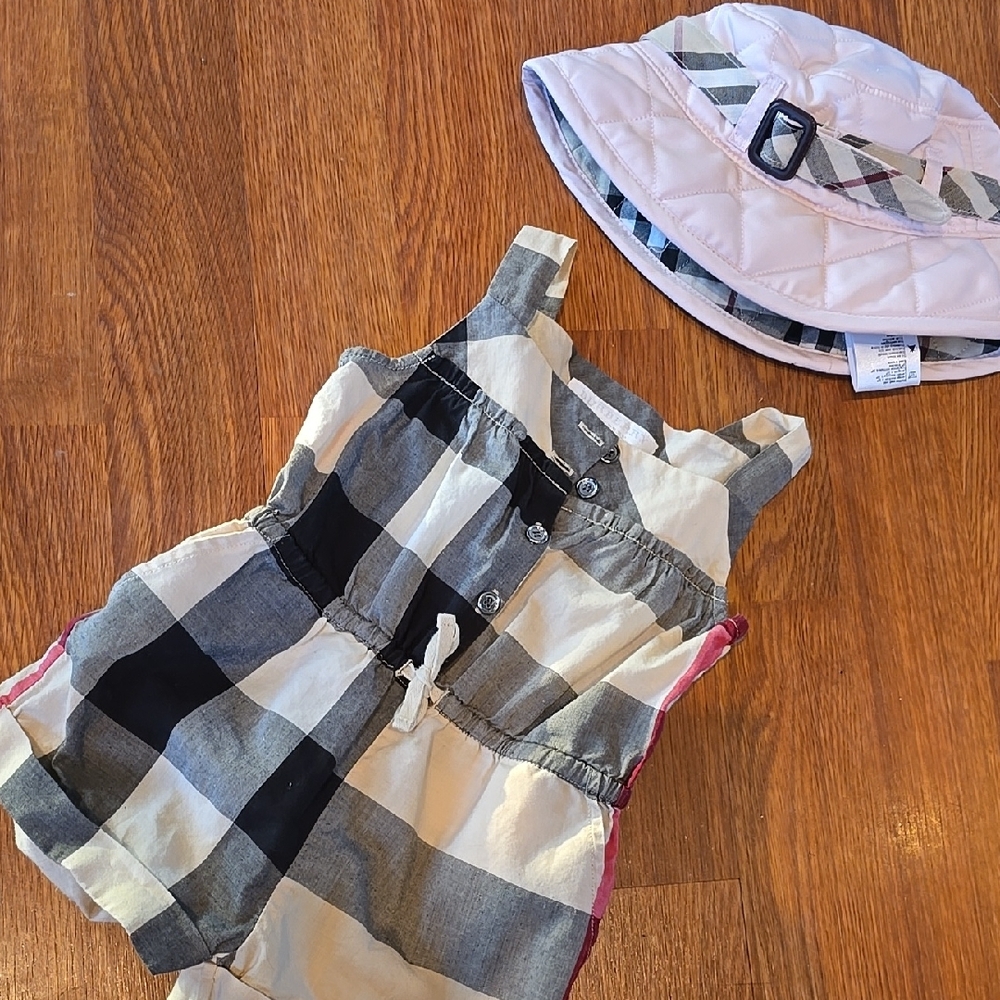 Burberry Plaid Romper and Hat Set
